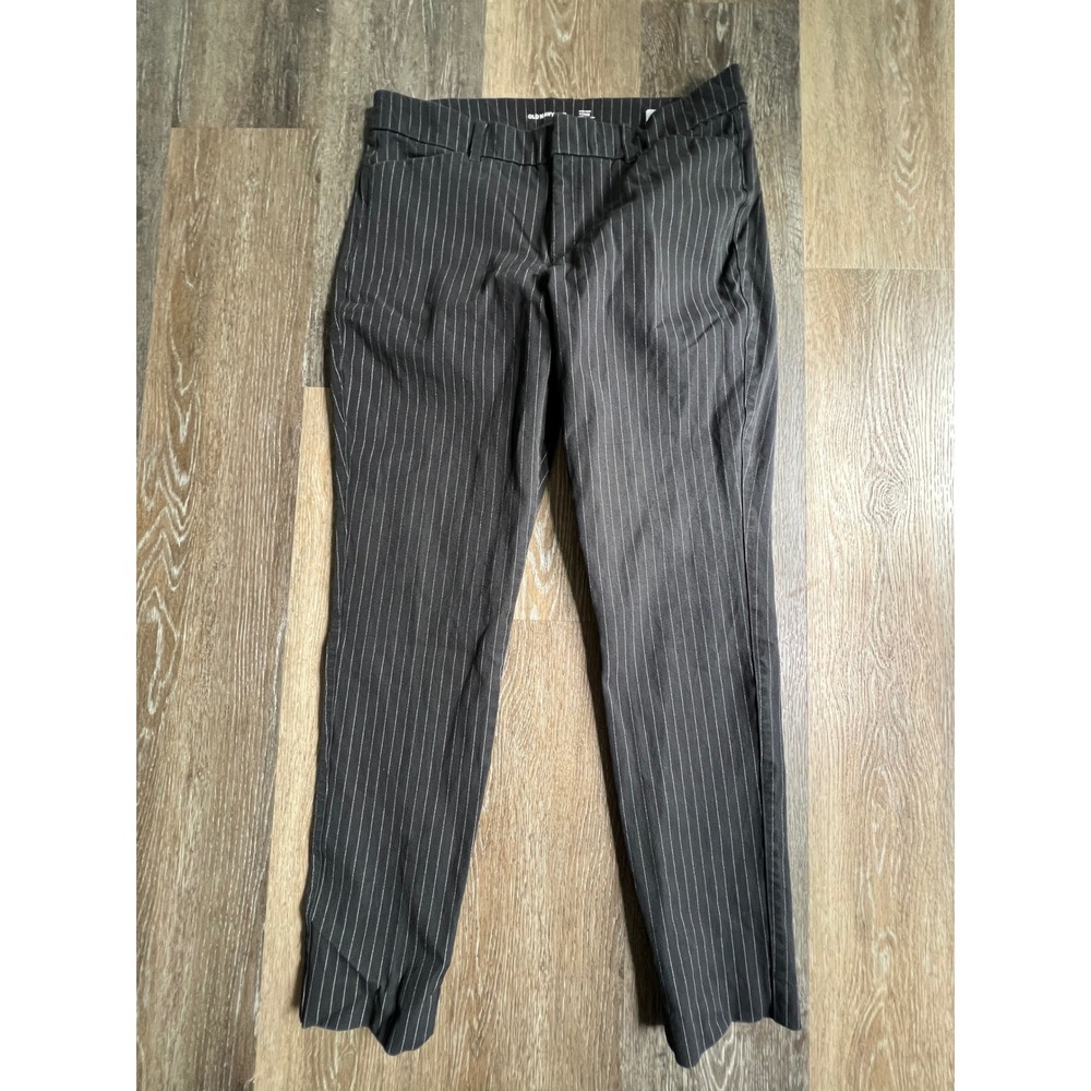 Old Navy Pixie Pants Women 12 Black Pinstripe High Rise Secret Smooth Pocket